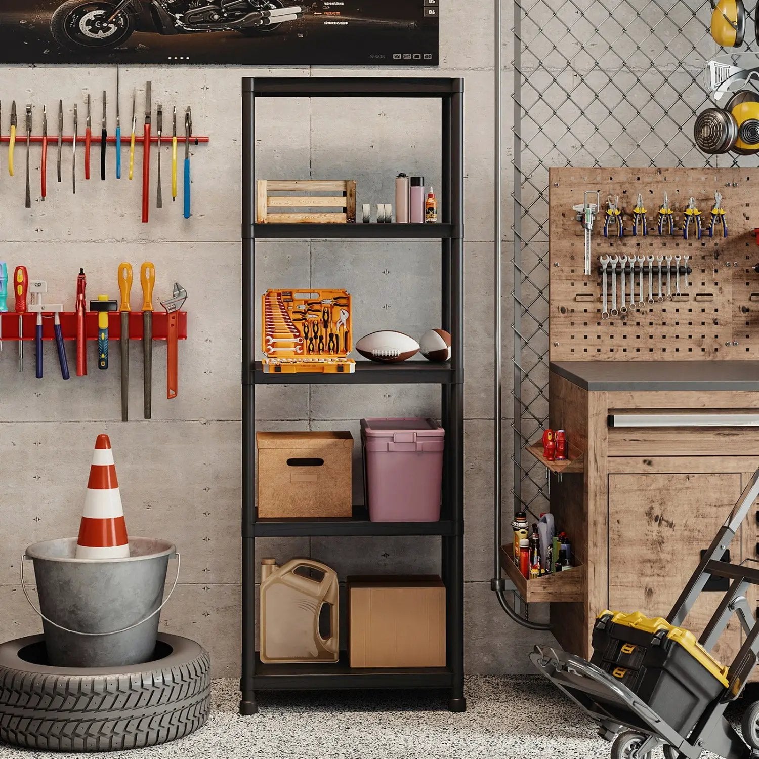4-Tier Heavy-Duty Plastic Storage Shelves Freestanding Garage Shelving Unit by DirectDeals