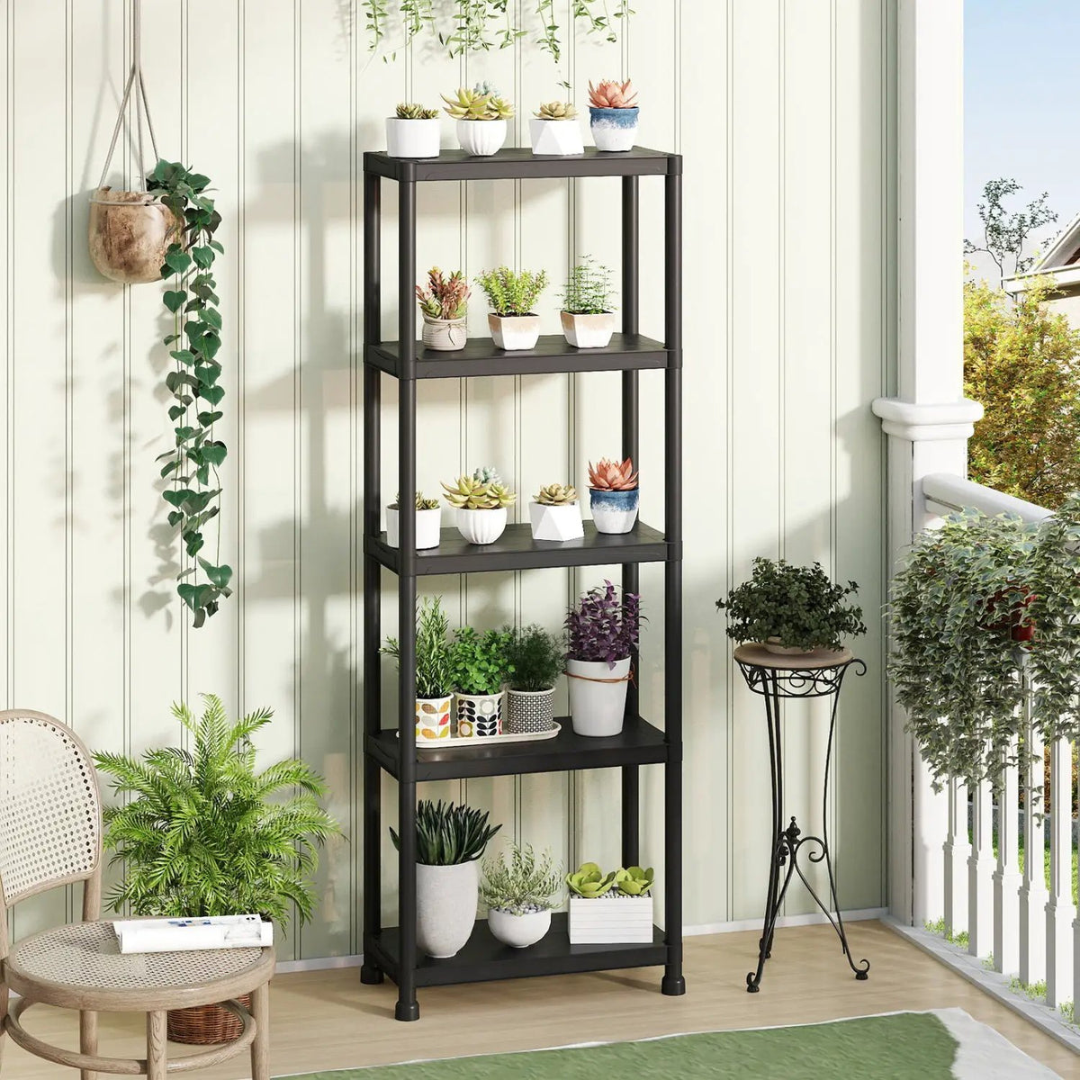 4-Tier Heavy-Duty Plastic Storage Shelves Freestanding Garage Shelving Unit, photo 2 of 24