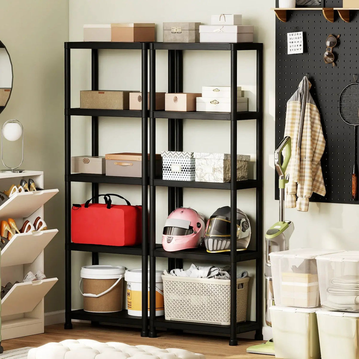 4-Tier Heavy-Duty Plastic Storage Shelves Freestanding Garage Shelving Unit, photo 22 of 24