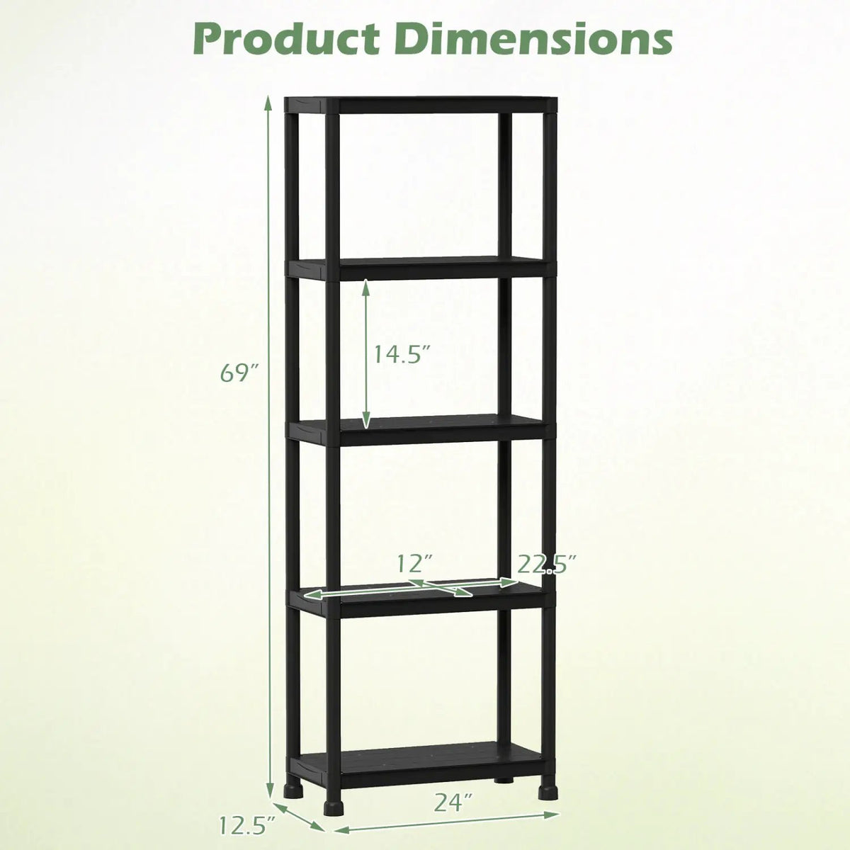 4-Tier Heavy-Duty Plastic Storage Shelves Freestanding Garage Shelving Unit, photo 12 of 24