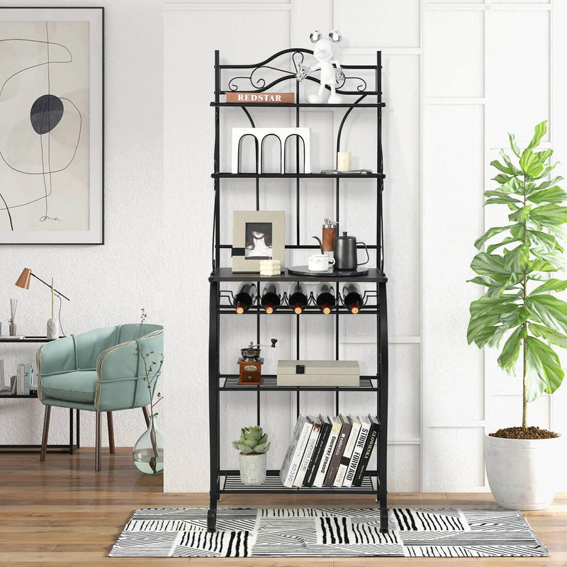 5-Tier Metal Kitchen Baker's Rack with 5 Wine Bottles Rack by DirectDeals