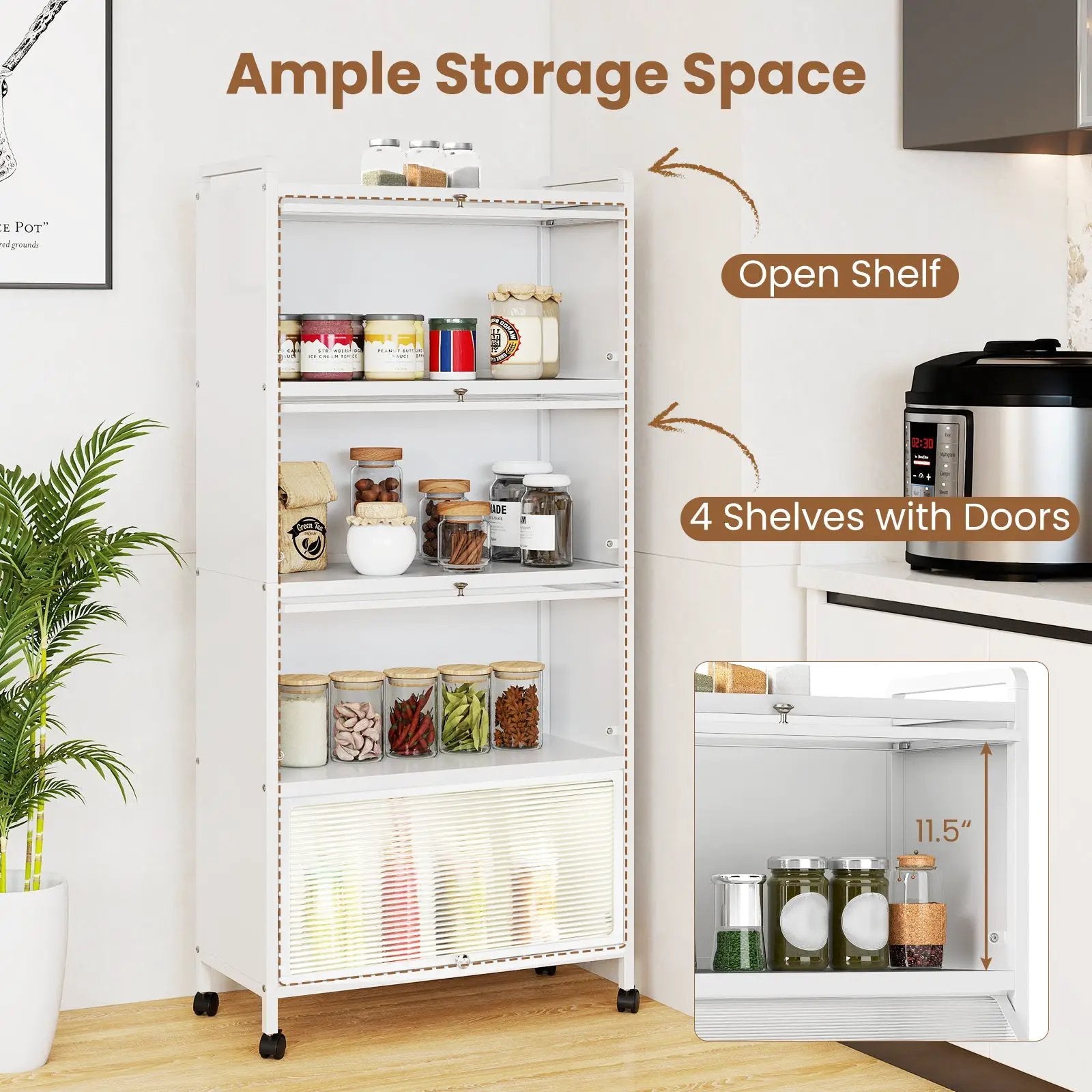5-Tier Kitchen Pantry Storage Cabinet with Flip-Up Doors by DirectDeals