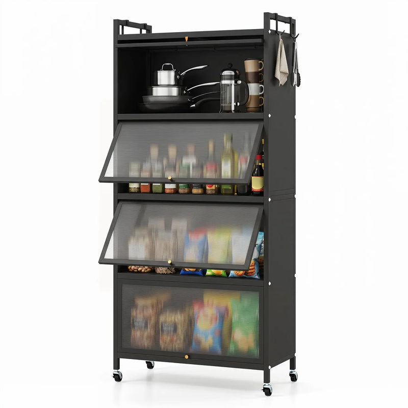 5-Tier Kitchen Storage Cabinet with Rolling Wheels - White by DirectDeals