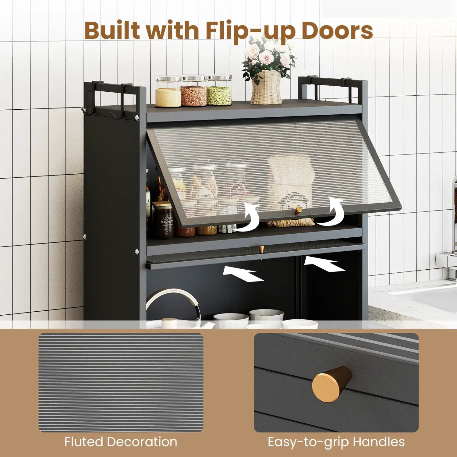 5-Tier Kitchen Storage Cabinet with Rolling Wheels - White by DirectDeals