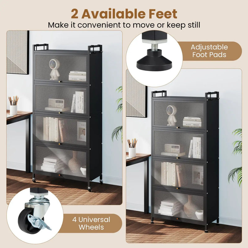 5-Tier Kitchen Storage Cabinet with Rolling Wheels - White by DirectDeals