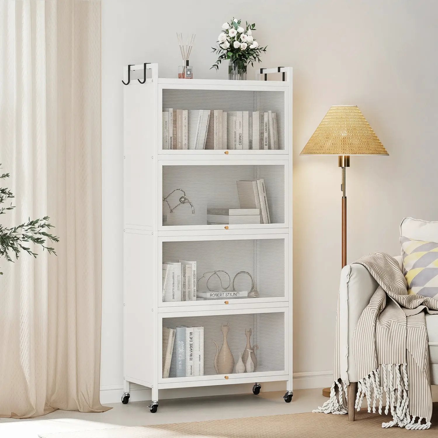 5-Tier Kitchen Storage Cabinet with Rolling Wheels - White by DirectDeals