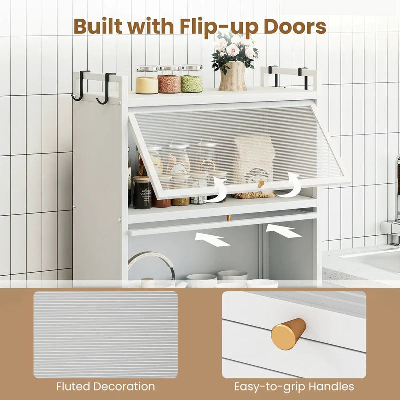 5-Tier Kitchen Storage Cabinet with Rolling Wheels - White by DirectDeals