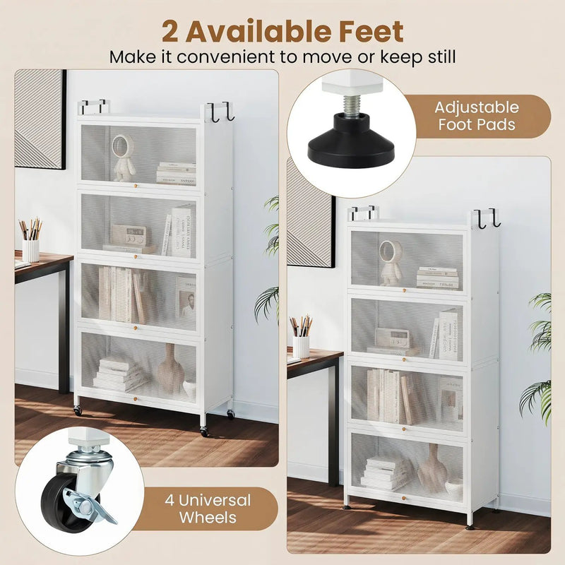 5-Tier Kitchen Storage Cabinet with Rolling Wheels - White by DirectDeals