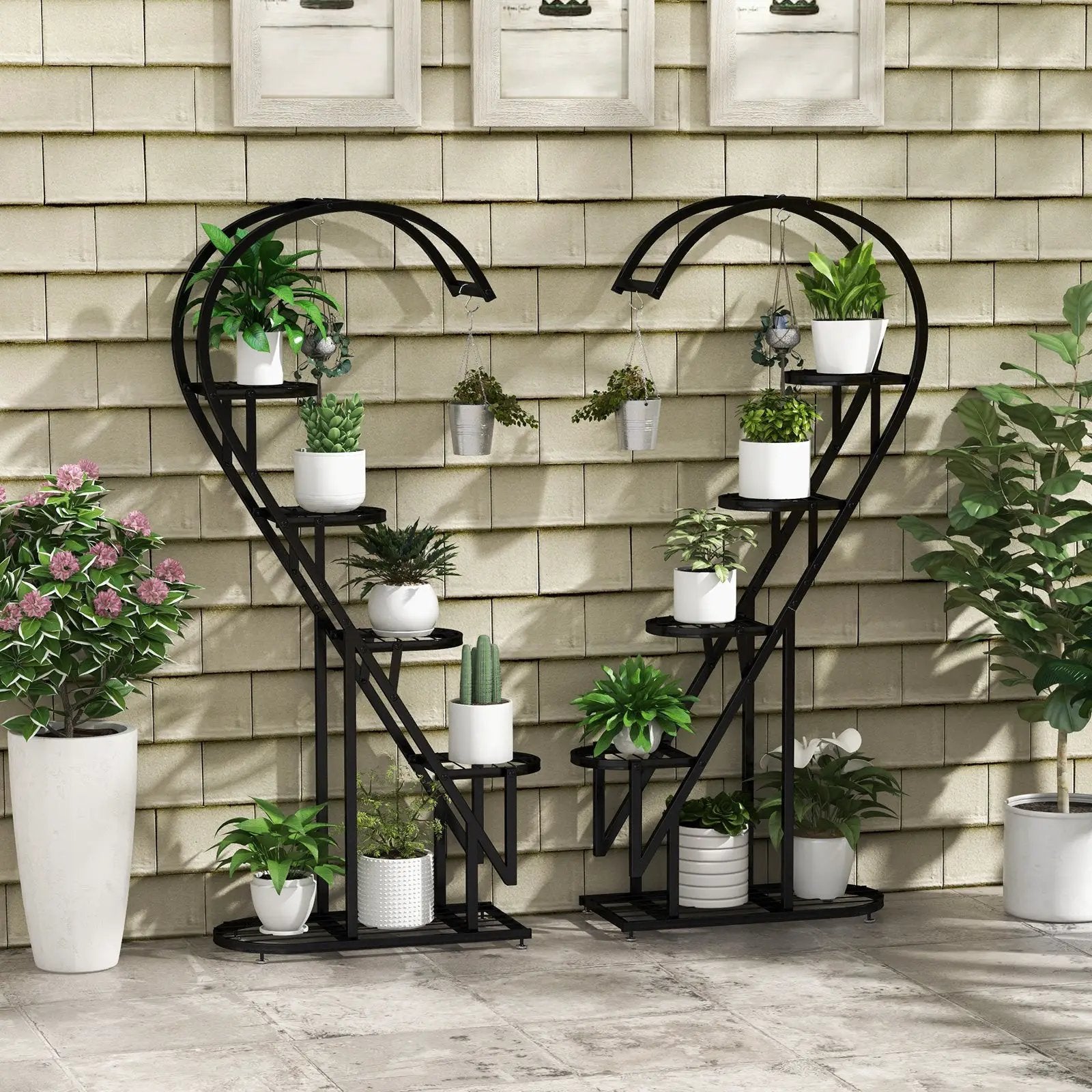 5 Tier Metal Plant Stand with Hanging Hook for Multiple Plants by DirectDeals