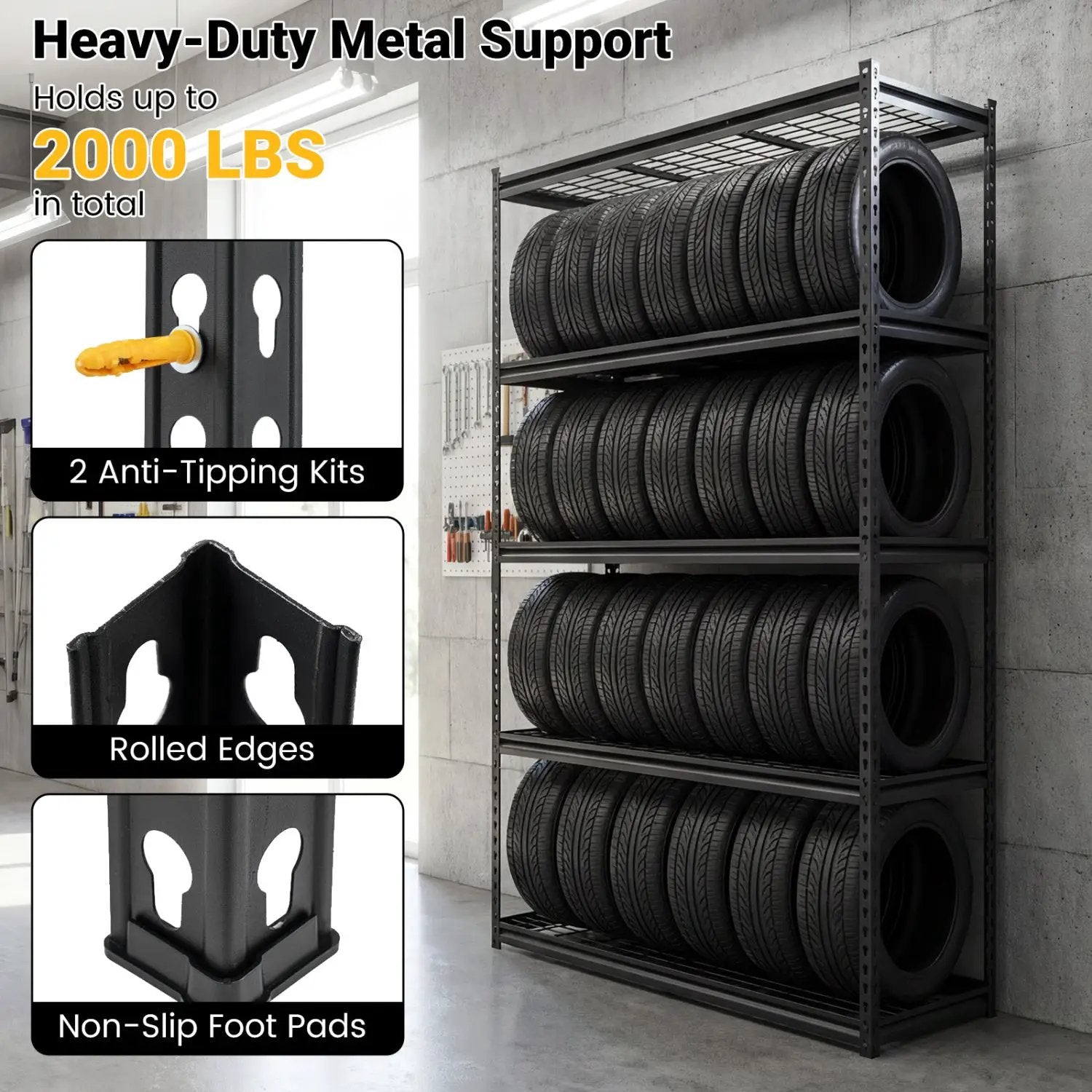 5-Tier Metal Shelving Unit 2000 lbs Capacity with Adjustable Wire Racks Set of by DirectDeals