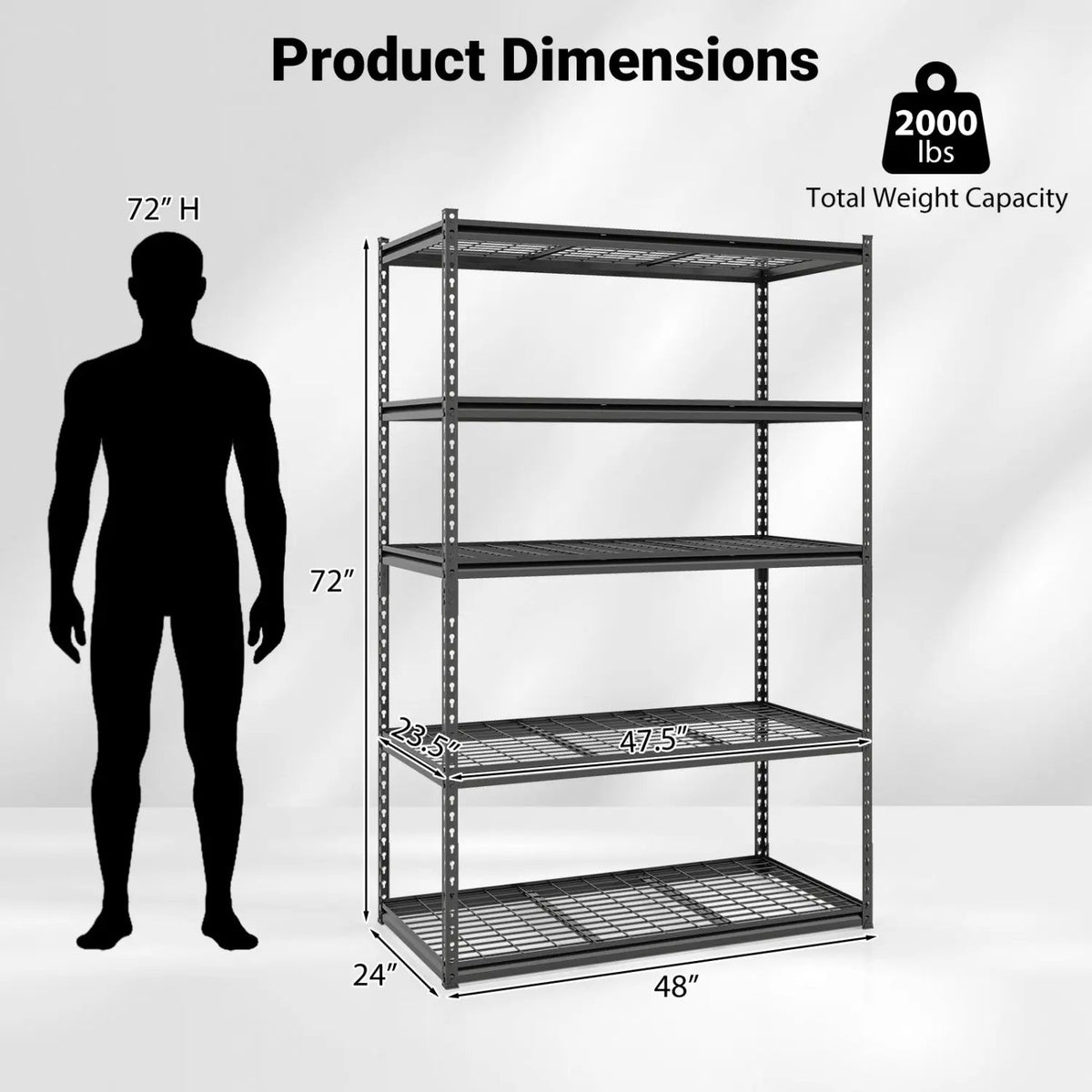 5-Tier Metal Shelving Unit 2000 lbs Capacity with Adjustable Wire Racks Set of, photo 20 of 32