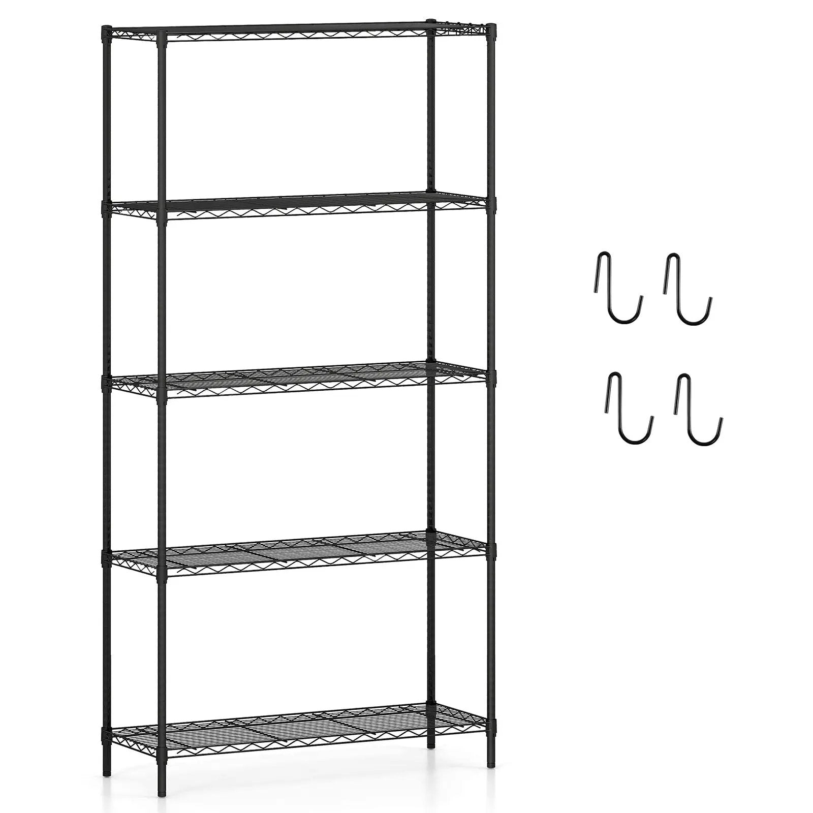 5-Tier Metal Storage Shelving Unit with V-Shaped Wire Rack and 1250 LBS Capacity-Black by DirectDeals