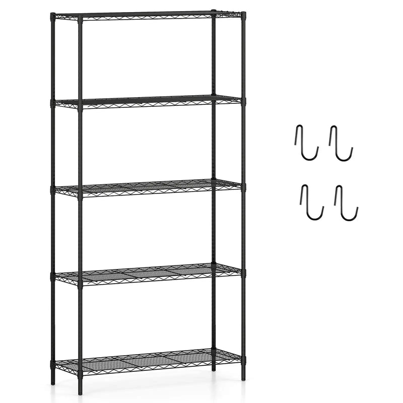 5-Tier Metal Storage Shelving Unit with V-Shaped Wire Rack and 1250 LBS Capacity-Black by DirectDeals