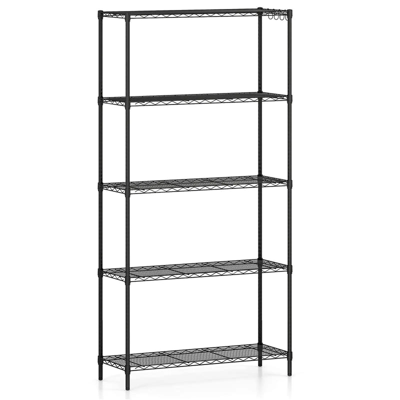 5-Tier Metal Storage Shelving Unit with V-Shaped Wire Rack and 1250 LBS Capacity-Black by DirectDeals