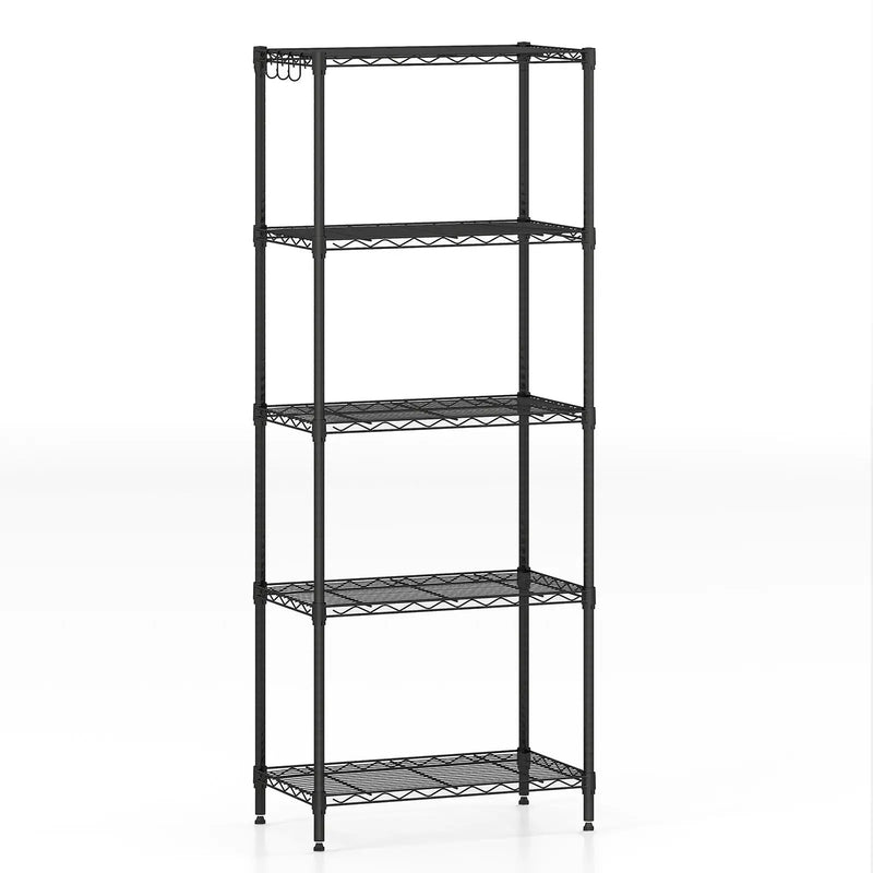 5-Tier Metal Storage Shelving Unit with V-Shaped Wire Rack and 750 LBS Capacity-Black by DirectDeals