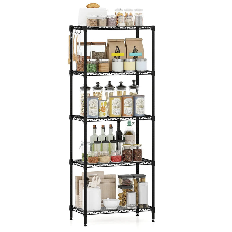 5-Tier Metal Storage Shelving Unit with V-Shaped Wire Rack and 750 LBS Capacity-Black by DirectDeals