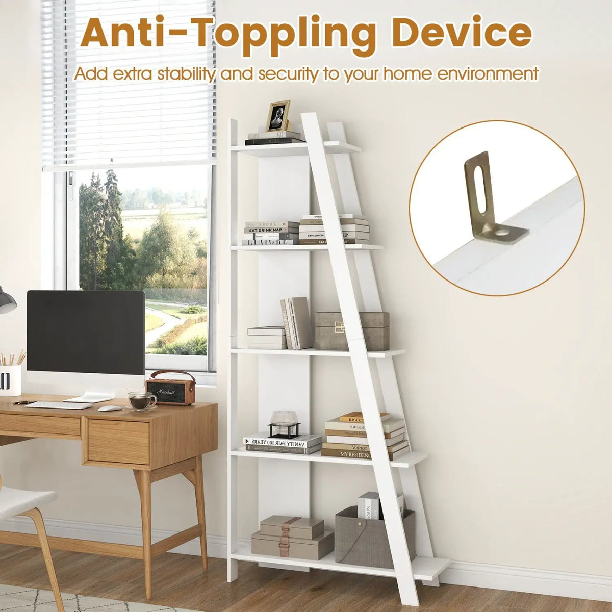5-Tier Vertical Bookshelf for Small Spaces, 79" Tall, photo 8 of 16