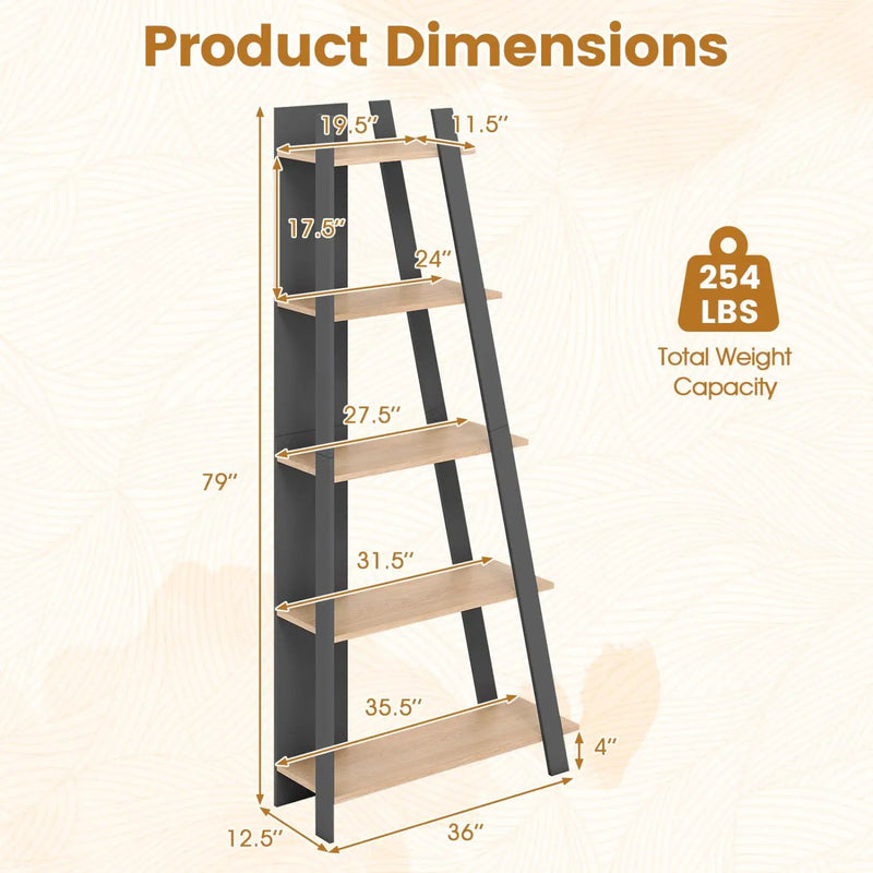 5-Tier Vertical Bookshelf for Small Spaces, 79" Tall by DirectDeals