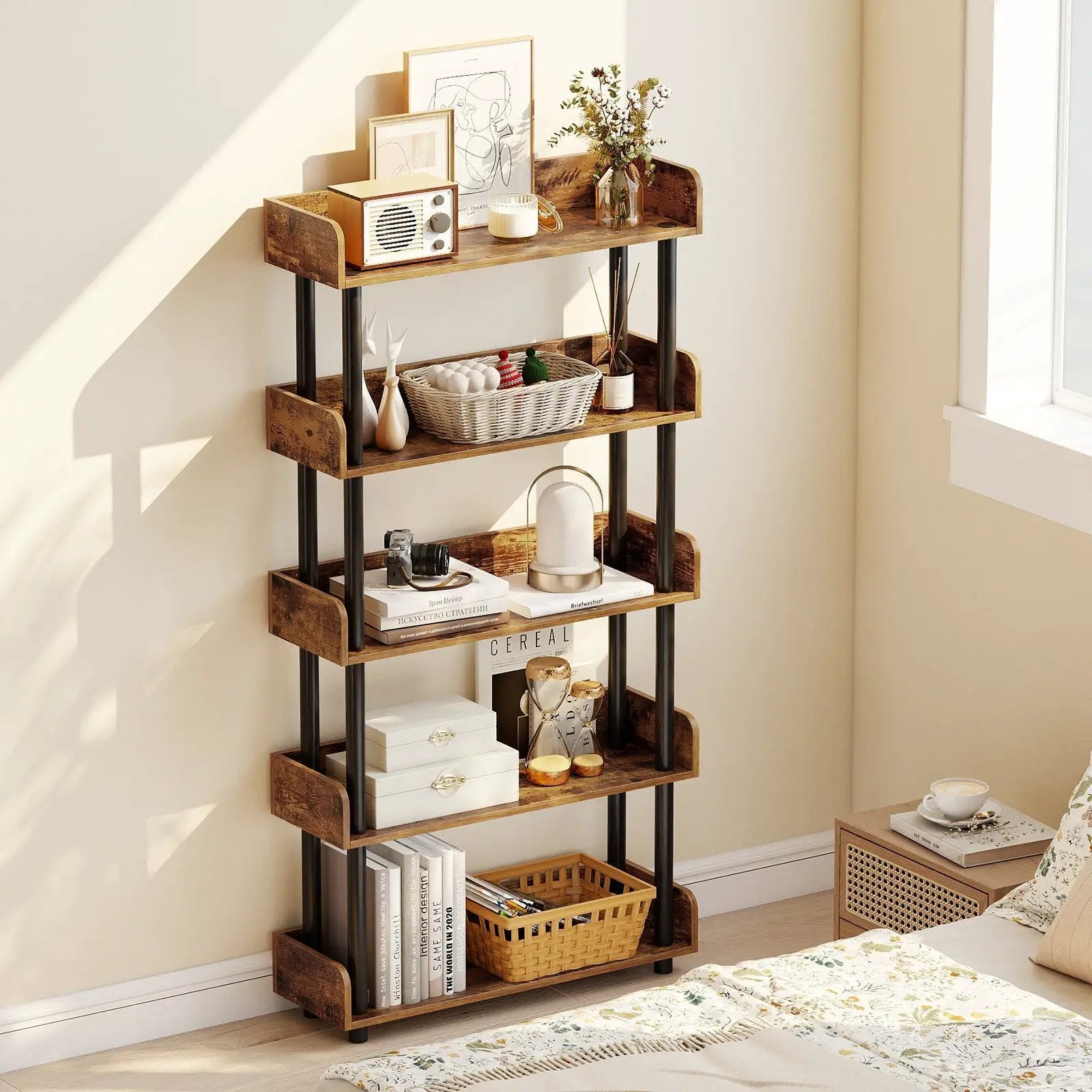 5-Tier Open Bookcase with Industrial Storage Unit by DirectDeals