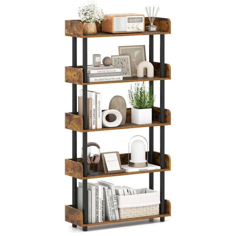 5-Tier Open Bookcase with Industrial Storage Unit by DirectDeals