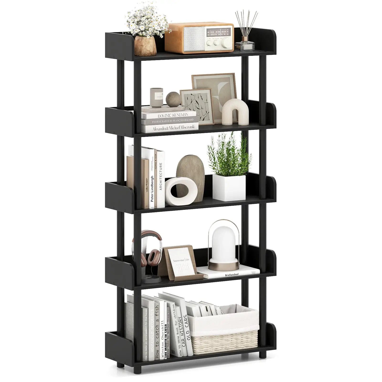 5-Tier Open Bookcase with Industrial Storage Unit by DirectDeals