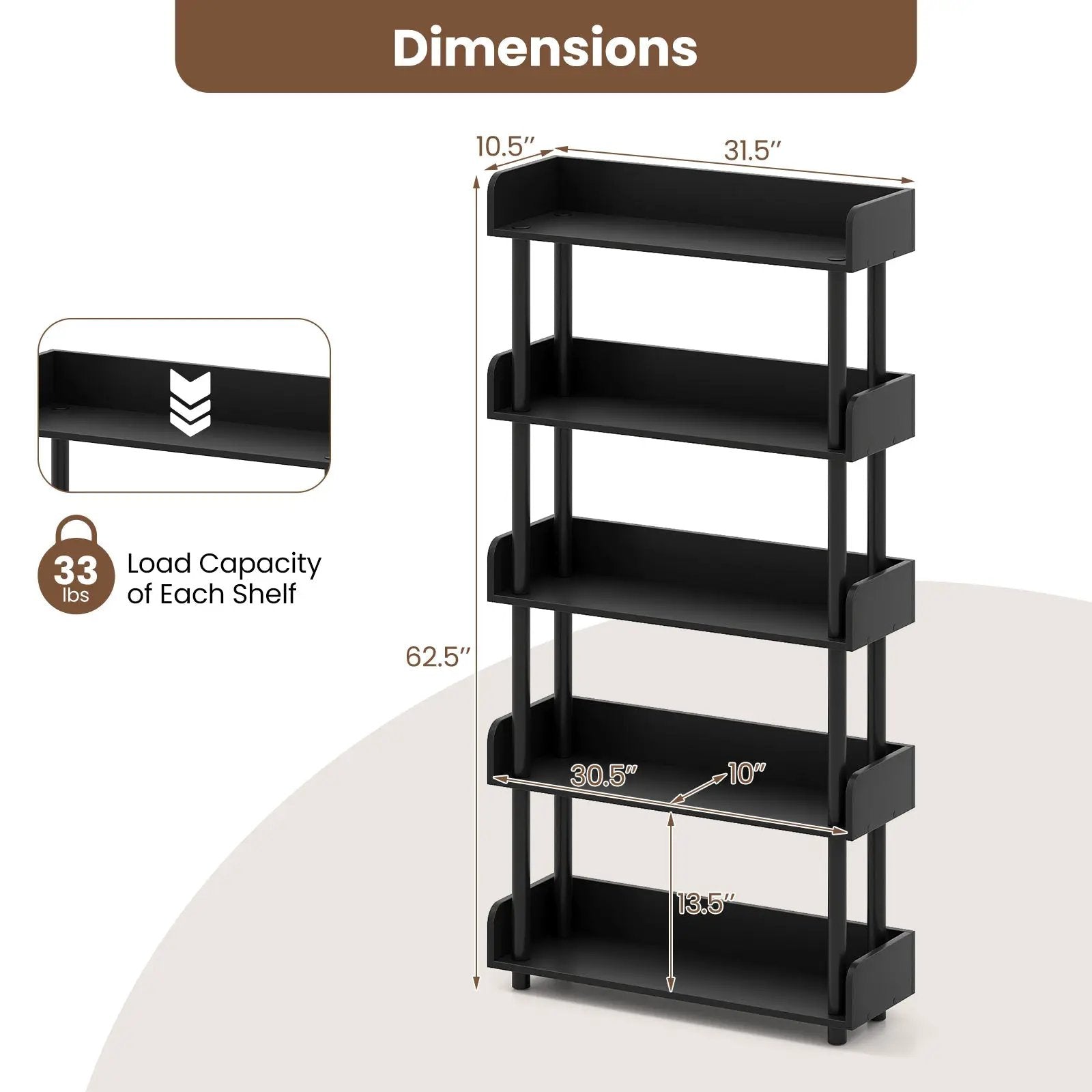 5-Tier Open Bookcase with Industrial Storage Unit by DirectDeals