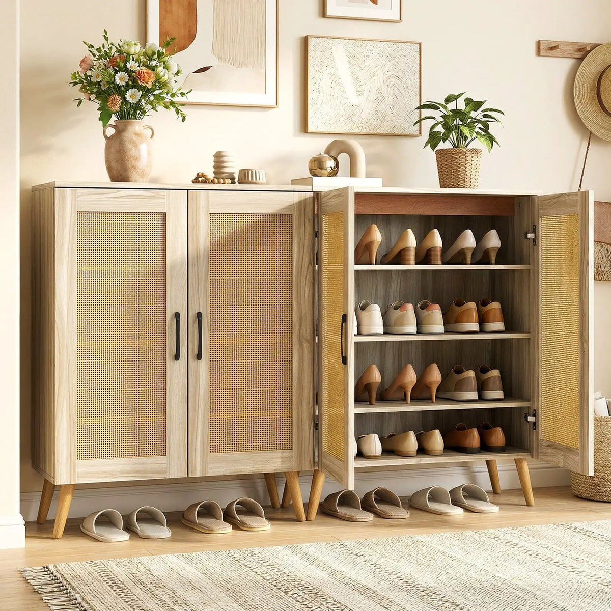 5-Tier Rattan Shoe Cabinewith 3 Removable Shelves, photo 6 of 16