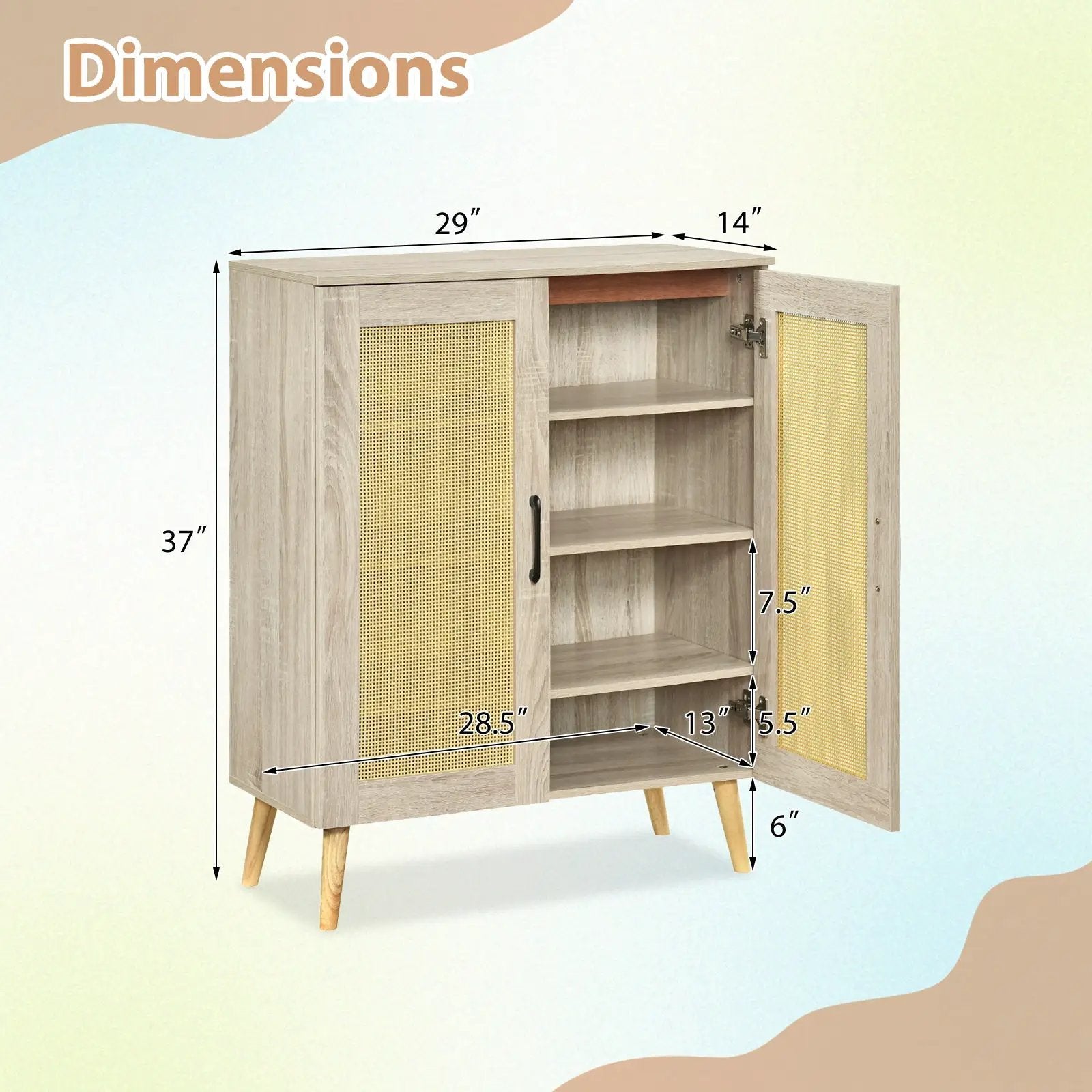 5-Tier Rattan Shoe Cabinewith 3 Removable Shelves by DirectDeals