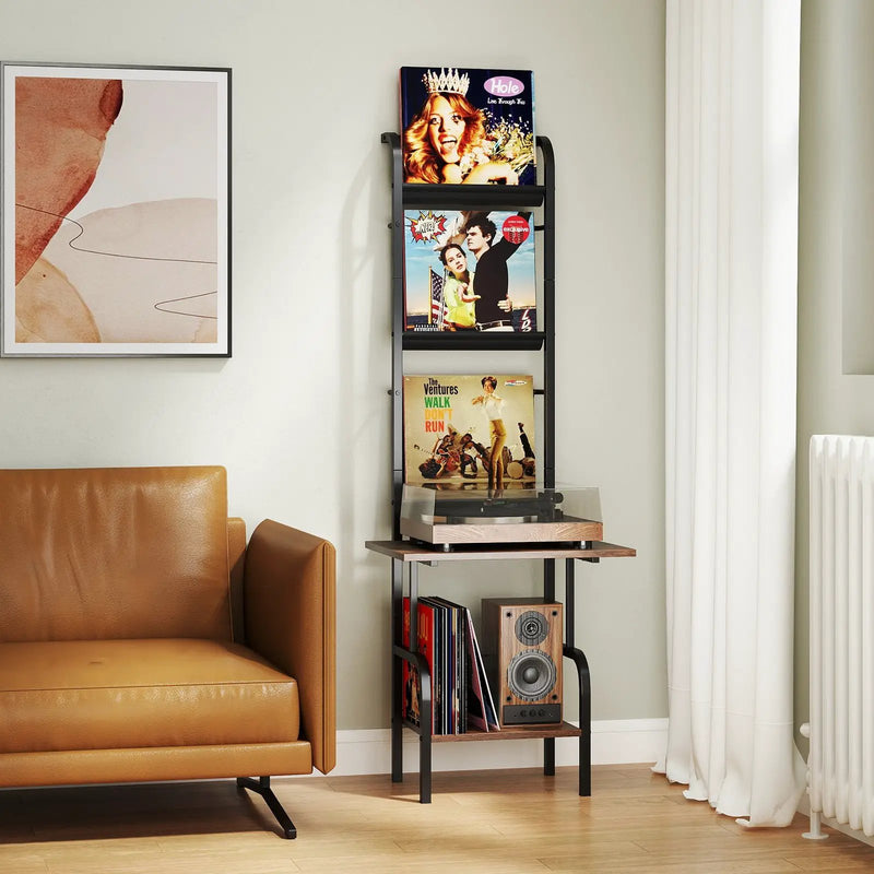 5-Tier Record Player Stand with Vinyl Display Shelf and Record Holder by DirectDeals