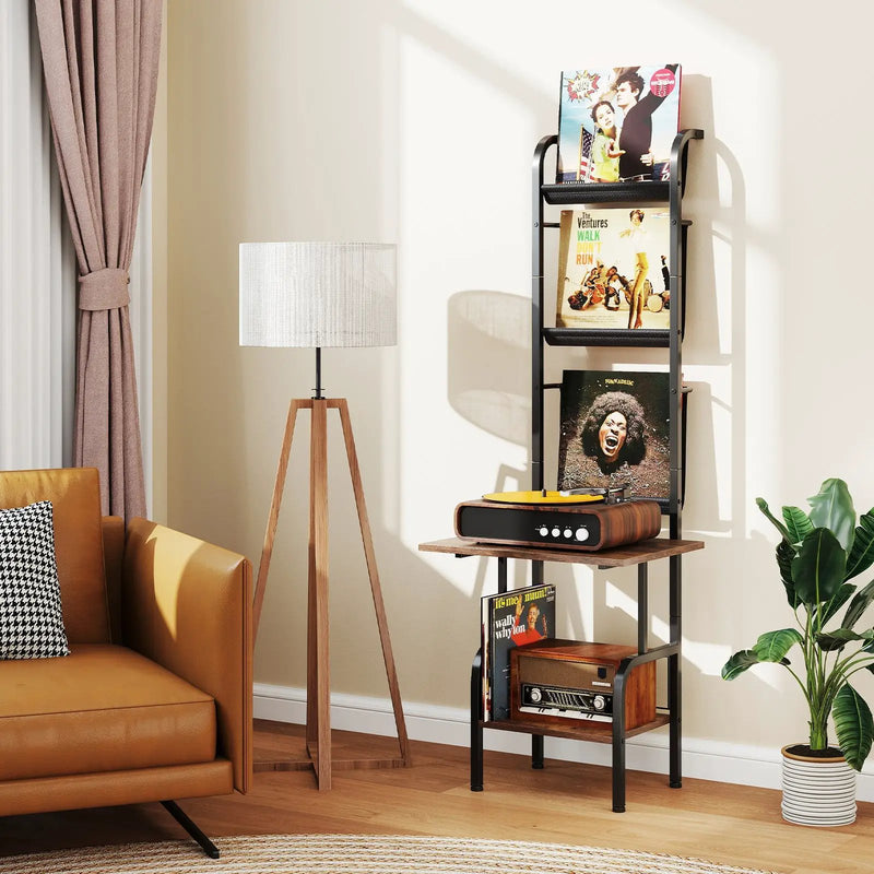5-Tier Record Player Stand with Vinyl Display Shelf and Record Holder by DirectDeals