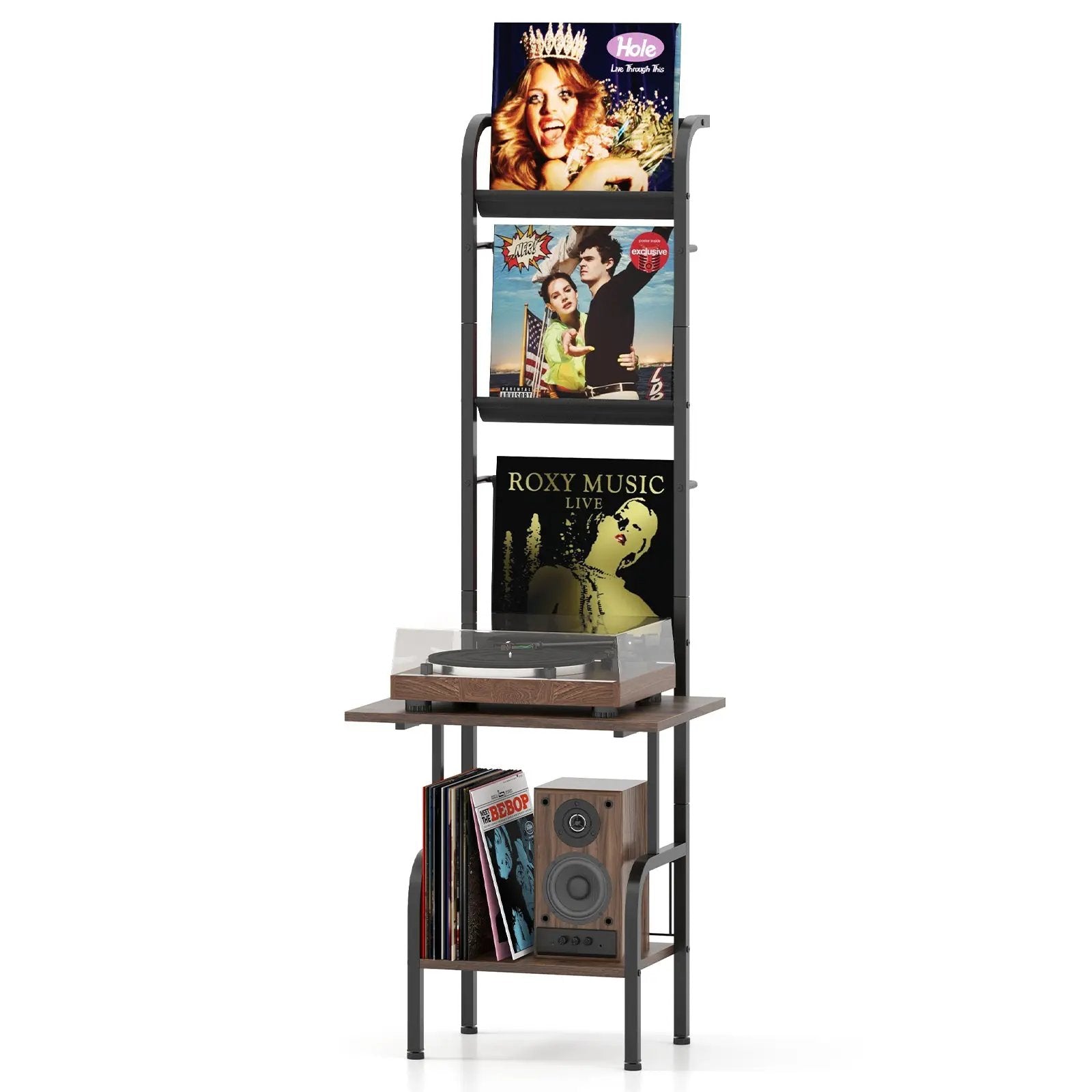 5-Tier Record Player Stand with Vinyl Display Shelf and Record Holder by DirectDeals