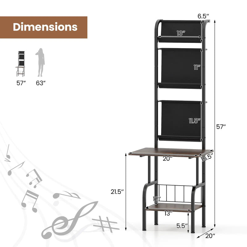 5-Tier Record Player Stand with Vinyl Display Shelf and Record Holder by DirectDeals