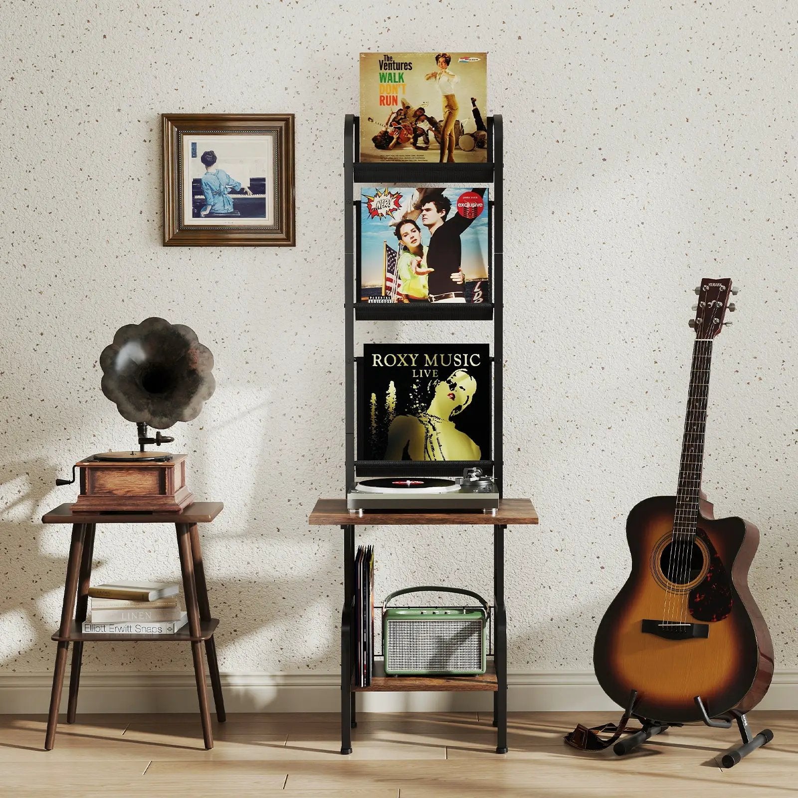 5-Tier Record Player Stand with Vinyl Display Shelf and Record Holder by DirectDeals