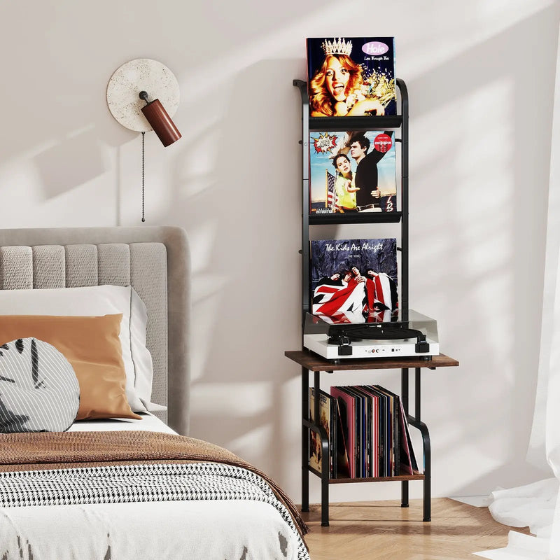 5-Tier Record Player Stand with Vinyl Display Shelf and Record Holder by DirectDeals