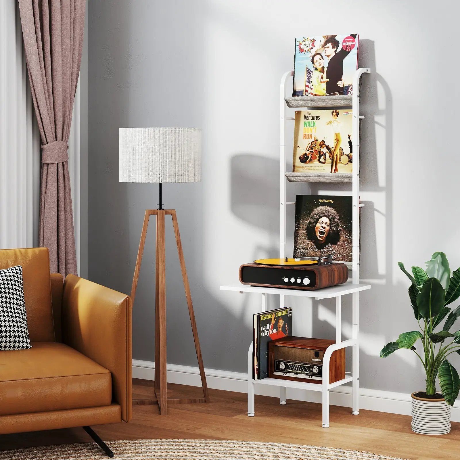 5-Tier Record Player Stand with Vinyl Display Shelf and Record Holder by DirectDeals