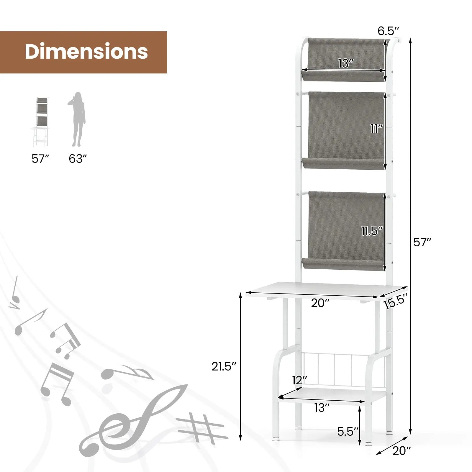 5-Tier Record Player Stand with Vinyl Display Shelf and Record Holder by DirectDeals