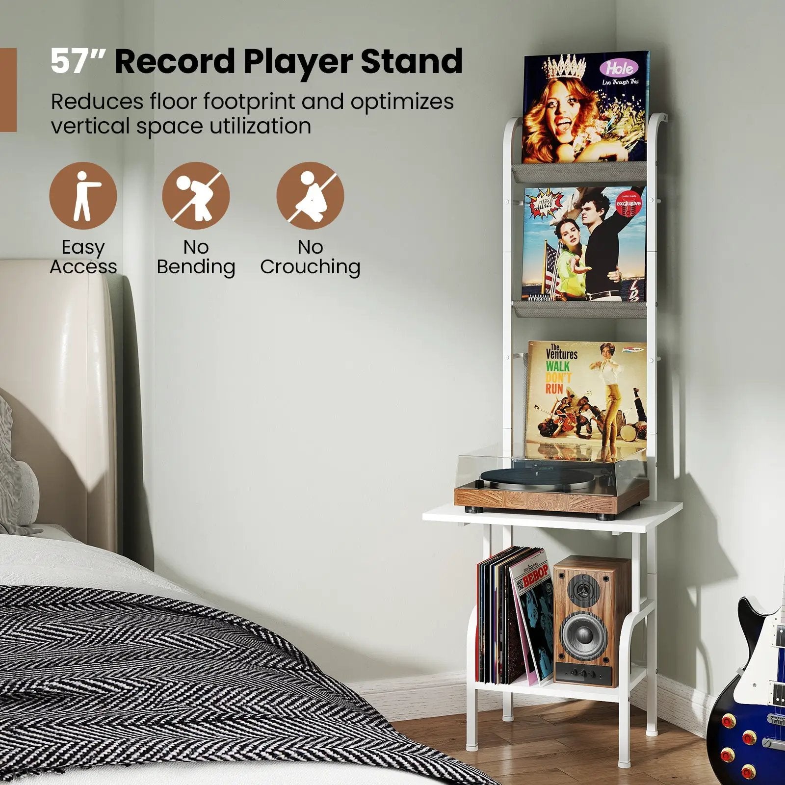 5-Tier Record Player Stand with Vinyl Display Shelf and Record Holder by DirectDeals