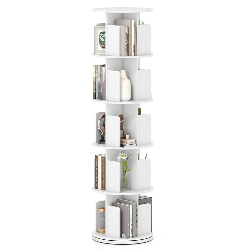 5-Tier Rotating Bookshelf 360¬∞ Display Rack with Dividers and Anti-falling Baffles by DirectDeals
