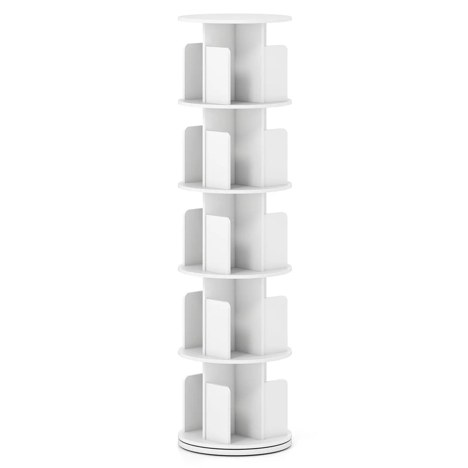 5-Tier Rotating Bookshelf 360¬∞ Display Rack with Dividers and Anti-falling Baffles by DirectDeals
