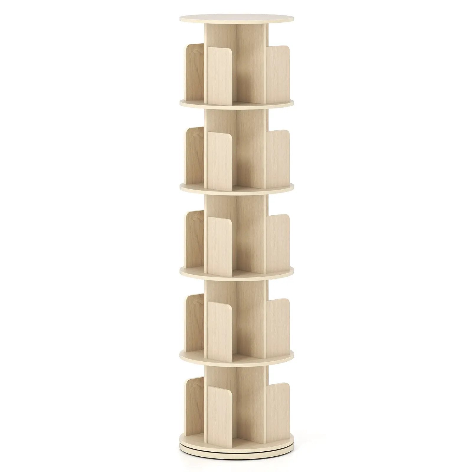 5-Tier Rotating Bookshelf 360¬∞ Display Rack with Dividers and Anti-falling Baffles by DirectDeals