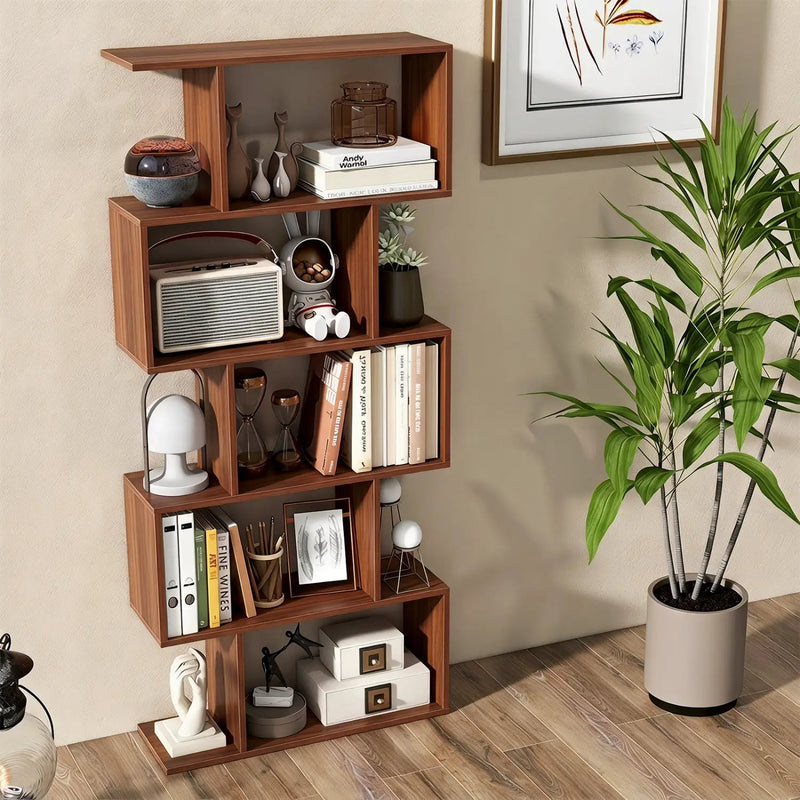 5-Tier S-Shaped Bookshelf with Anti-Tip Kit by DirectDeals