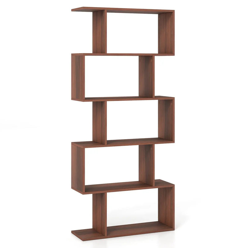 5-Tier S-Shaped Bookshelf with Anti-Tip Kit by DirectDeals