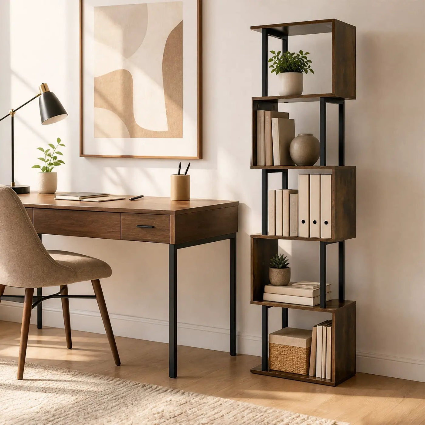 5-Tier S-Shaped Bookshelf with Open Cubes & Anti-Tip Kit by DirectDeals