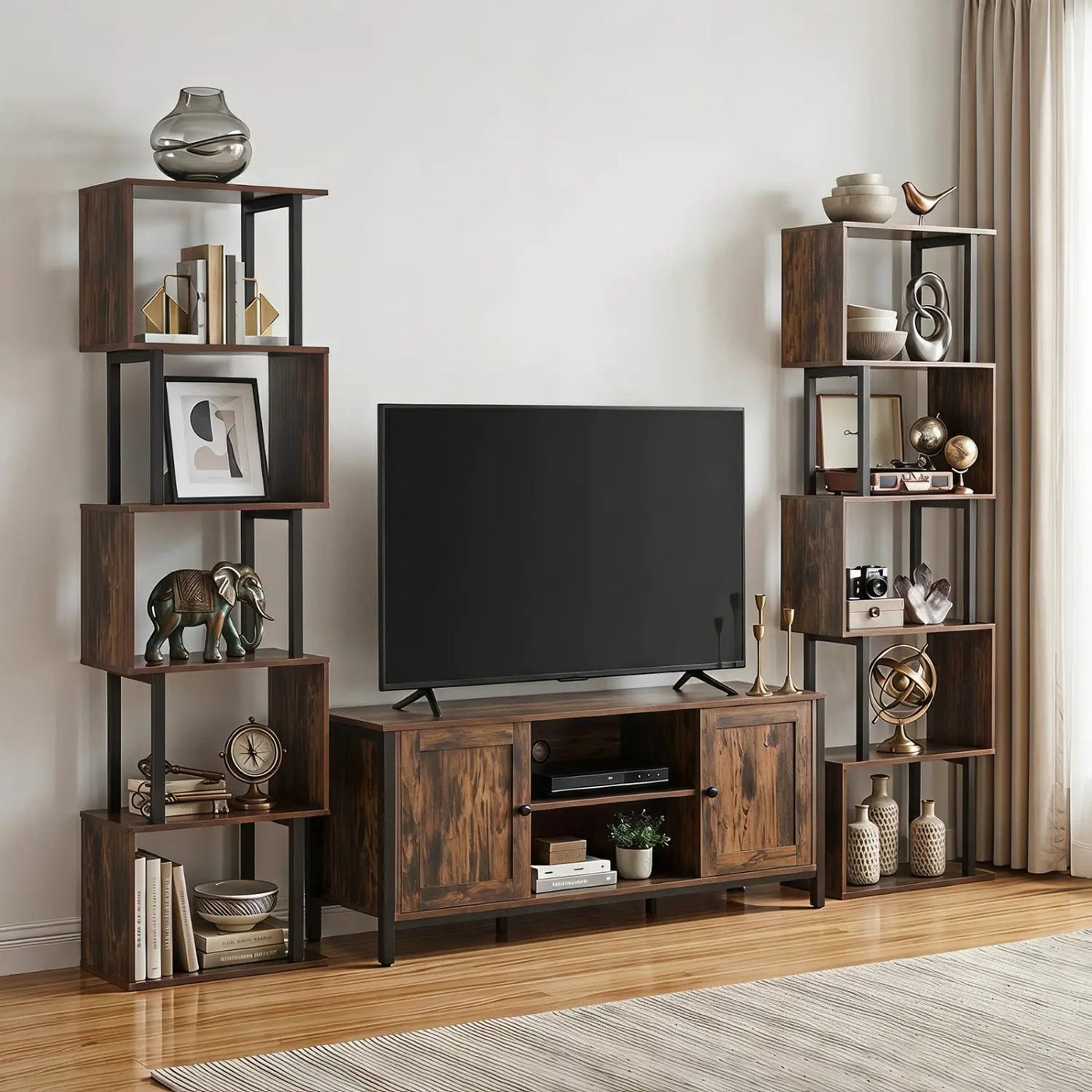 5-Tier S-Shaped Bookshelf with Open Cubes & Anti-Tip Kit by DirectDeals