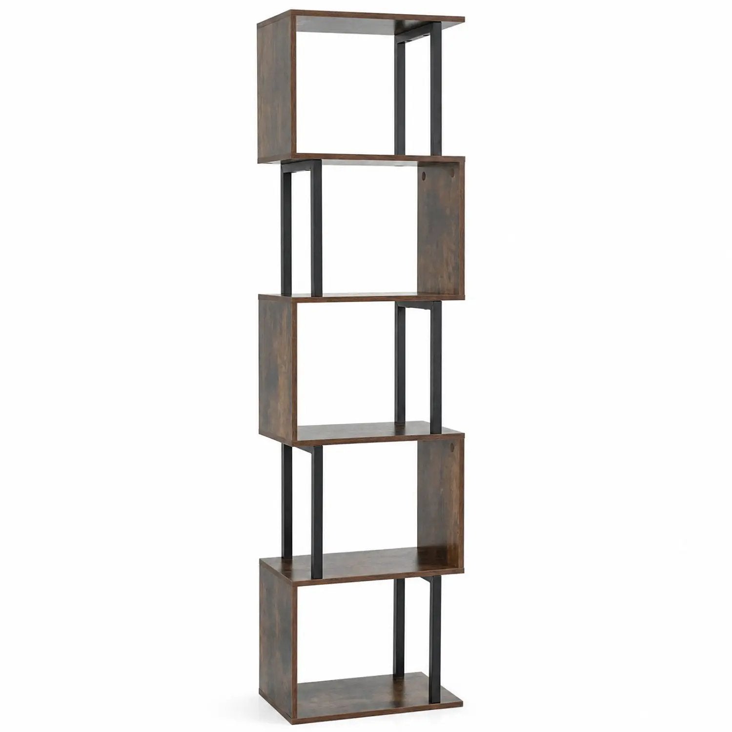 5-Tier S-Shaped Bookshelf with Open Cubes & Anti-Tip Kit by DirectDeals