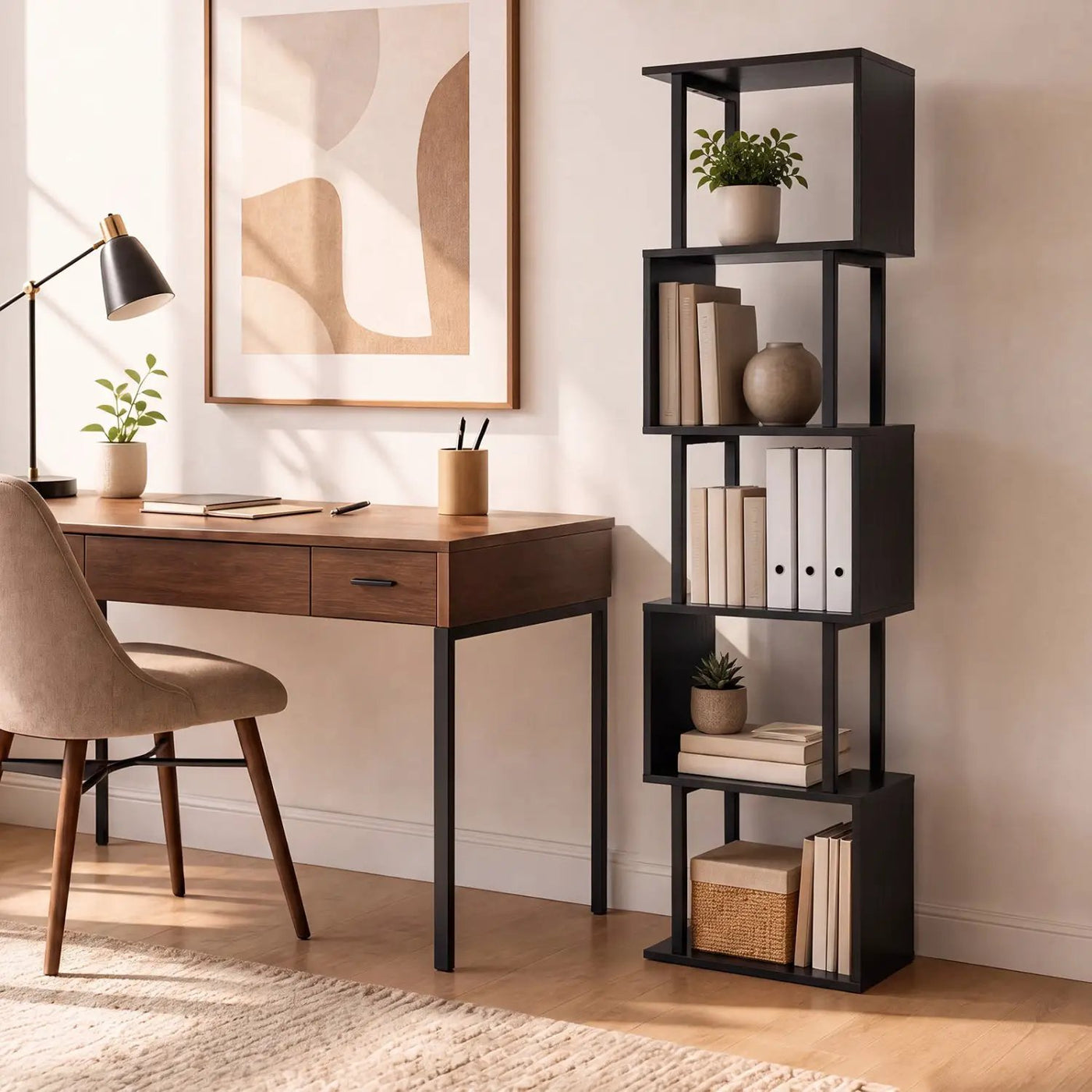 5-Tier S-Shaped Bookshelf with Open Cubes & Anti-Tip Kit by DirectDeals