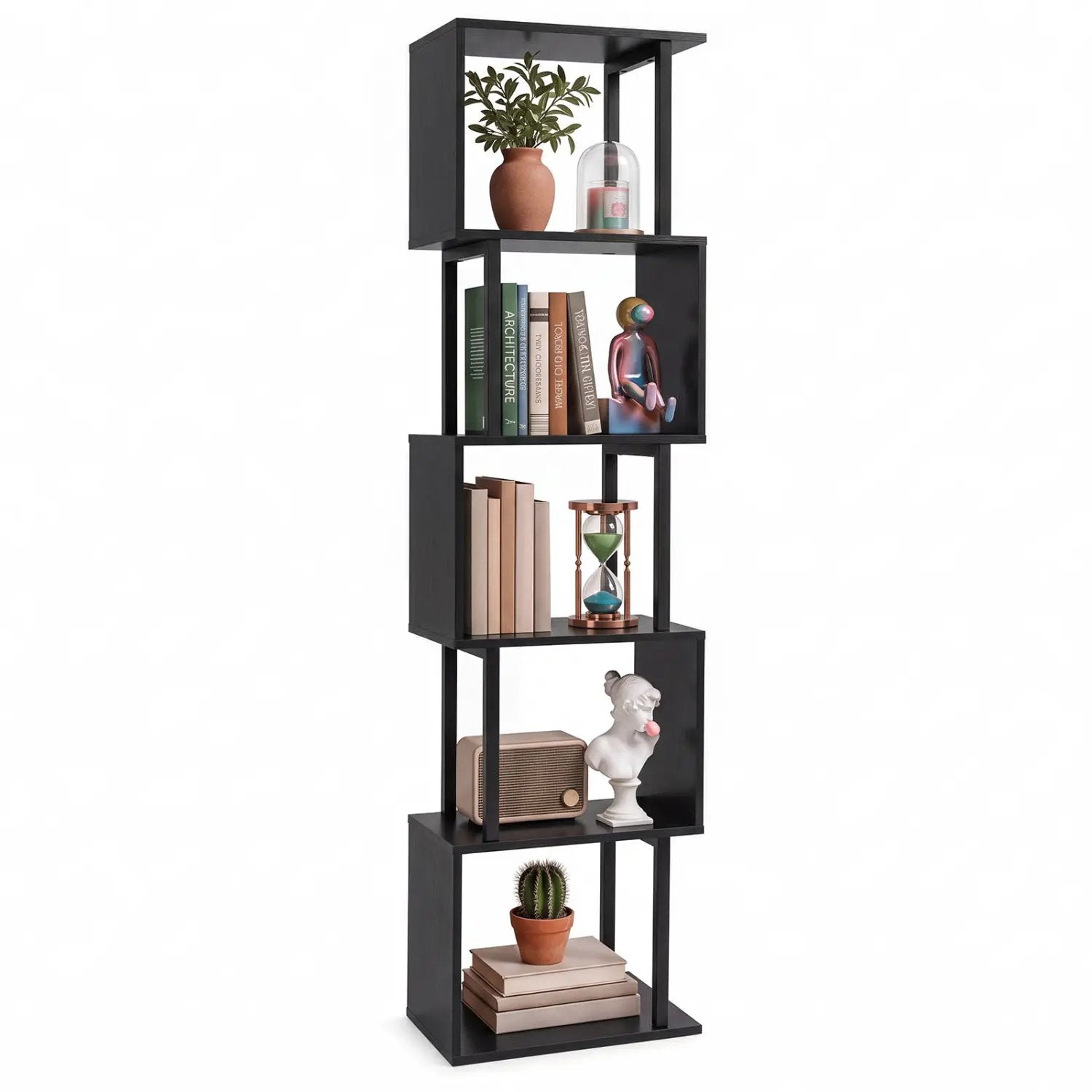 5-Tier S-Shaped Bookshelf with Open Cubes & Anti-Tip Kit by DirectDeals