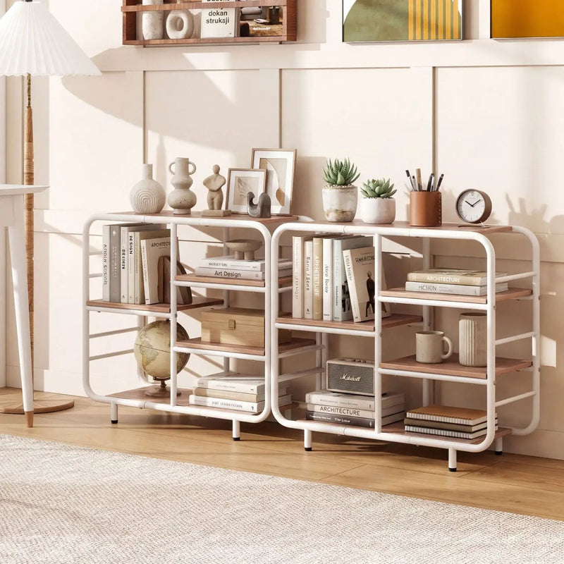 5-Tier Storage Organizer Open Book Shelf with Metal Frame by DirectDeals