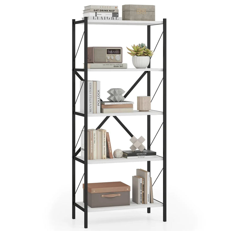 5-Tier Bookshelf with Heavy-Duty Metal Frame by DirectDeals