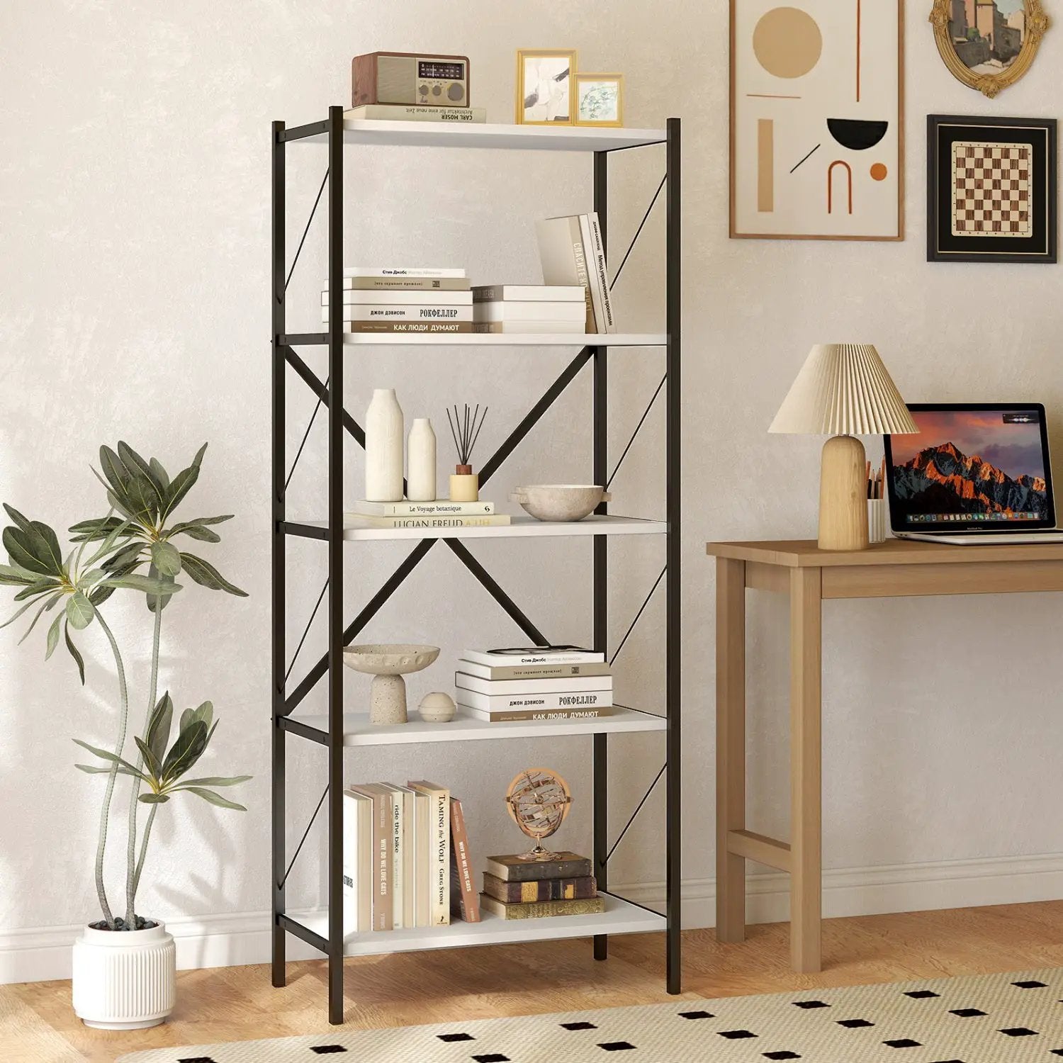 5-Tier Bookshelf with Heavy-Duty Metal Frame by DirectDeals